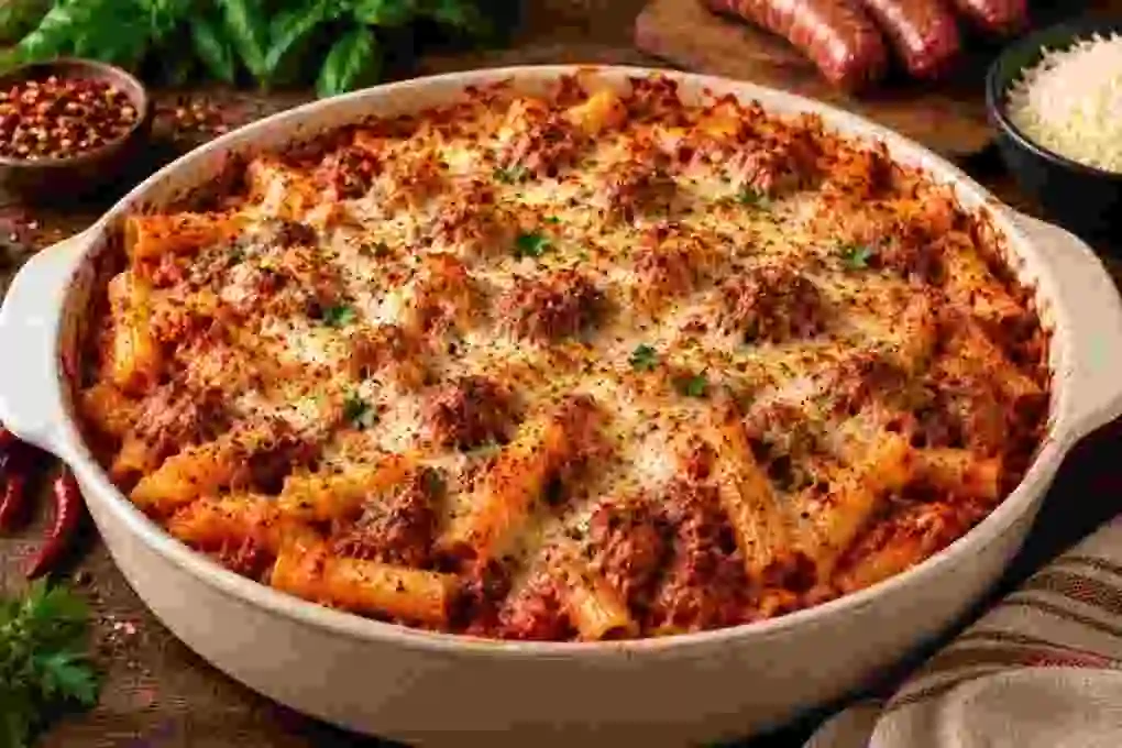 Spicy Baked Ziti with Italian Sausage
